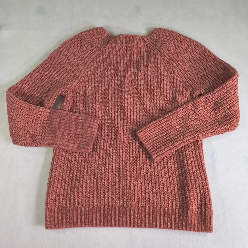 Lucky Brand Chunky Knit Sweater Womens M Pink Raglan Sleeve Casual‎ Cozy